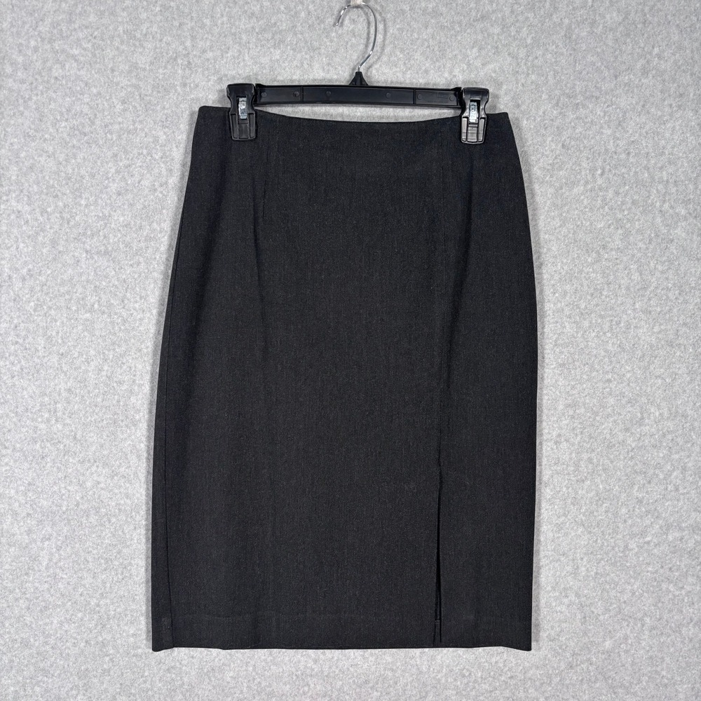 Karen Kane Pencil Skirt Size 6 Charcoal Slit Minimalist Quiet Luxury Capsule USA